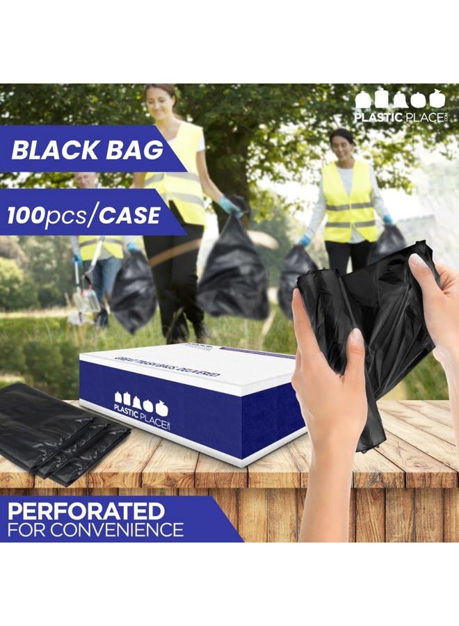 Plasticplace أكياس قمامة سعة 40-45 جالون │ 1.5 مل │ بطانات صناديق القمامة السوداء الثقيلة │ 40" × 46" (100 قطعة) - Image 4