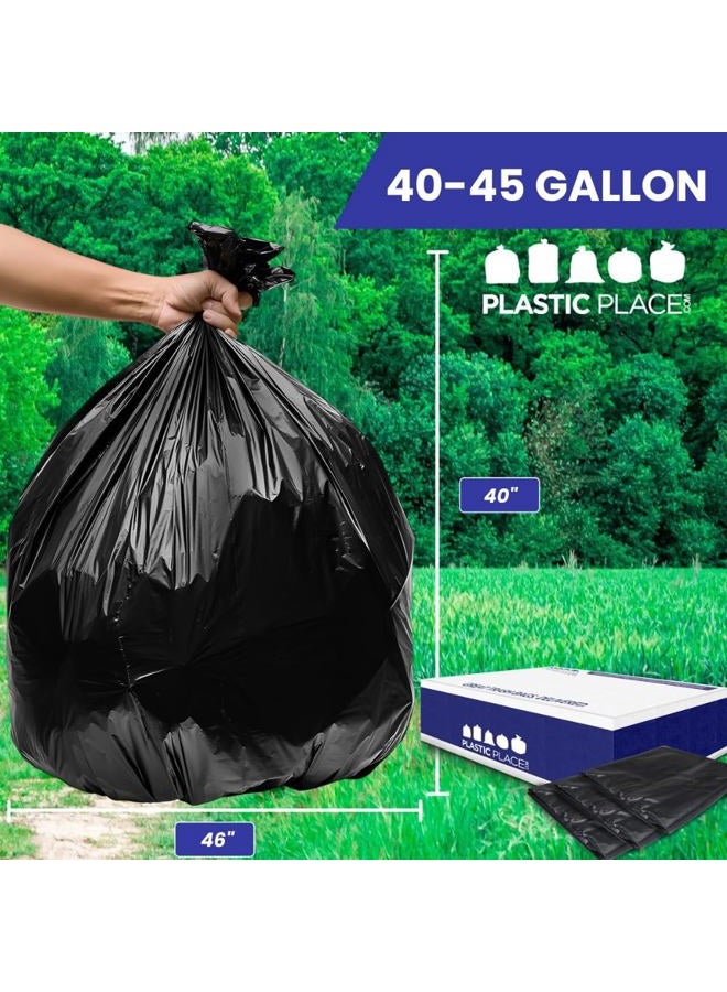 Plasticplace أكياس قمامة سعة 40-45 جالون │ 1.5 مل │ بطانات صناديق القمامة السوداء الثقيلة │ 40" × 46" (100 قطعة) - Image 2