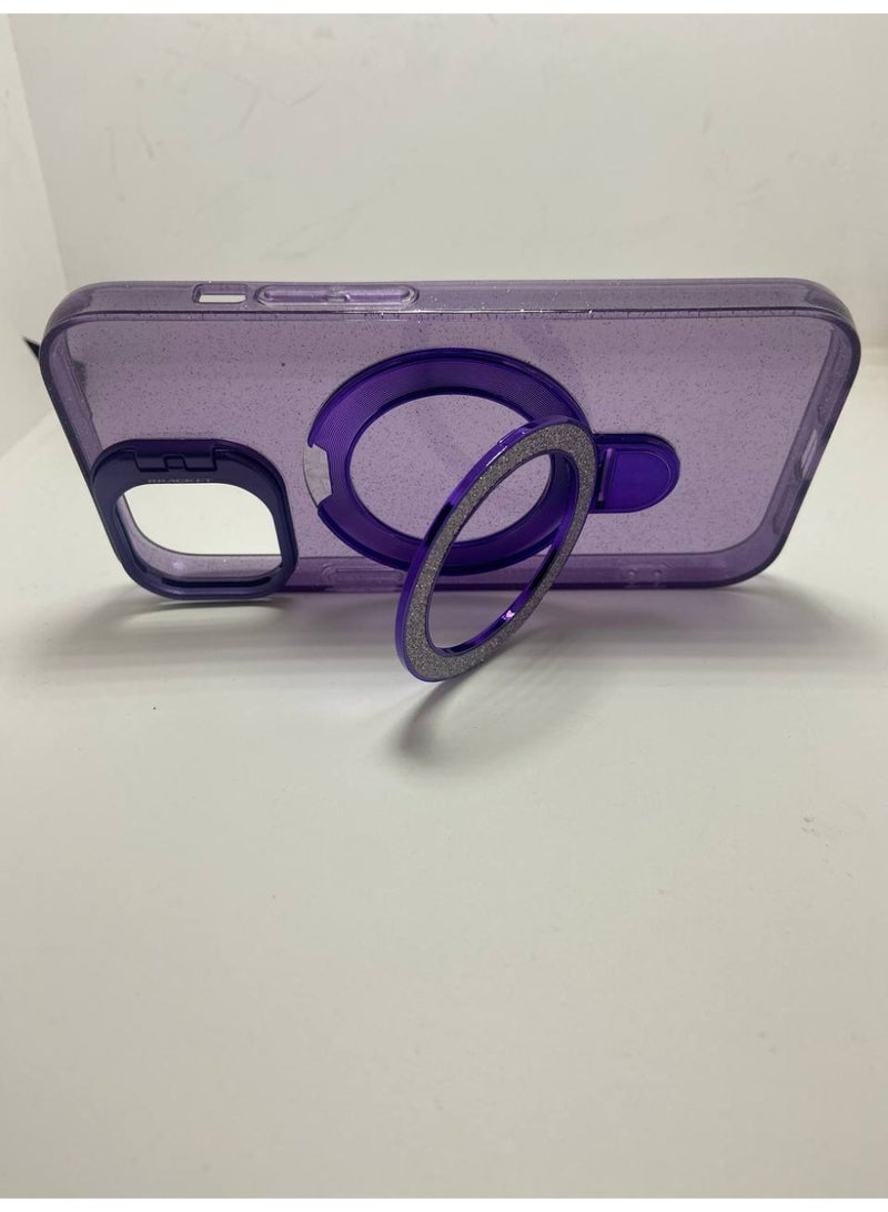 Liquid Kickstand Case for iPhone 14 Pro max,Cute Luxury Bling Sparkle with Camera stand Flowing Ring Stand Plating Bumper Shockproof Women Girls Cover for iPhone 14 pro max (Shiny Purple) - Image 3