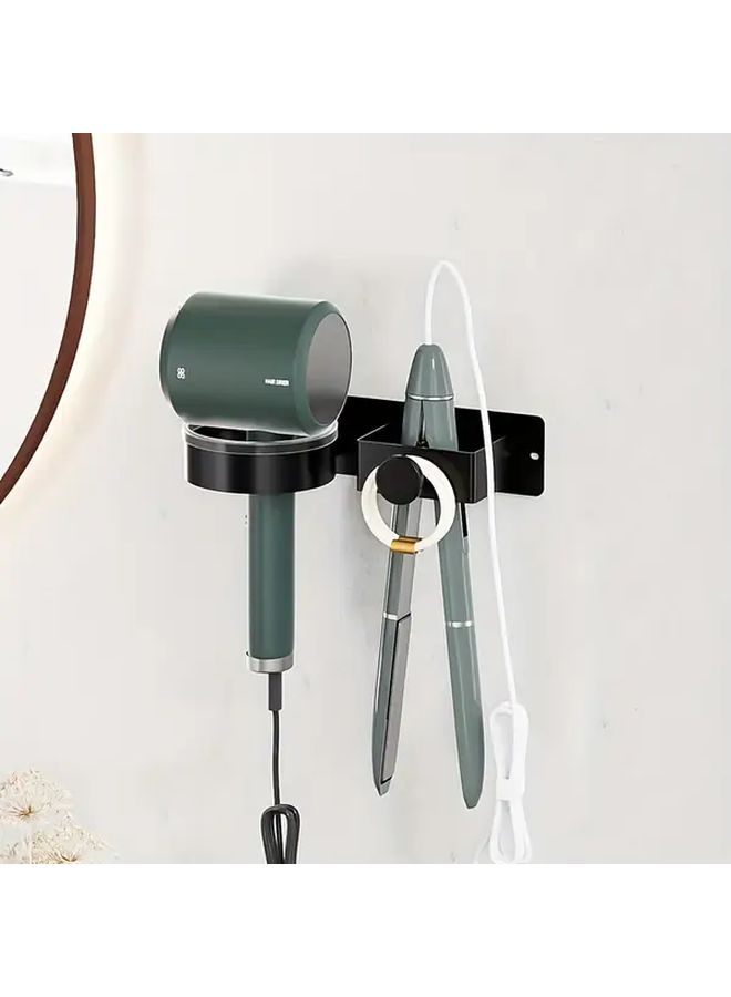 No Drill Hair Dryer Holder Wall Mount Heavy Duty Black Cast Iron Storage - Image 2