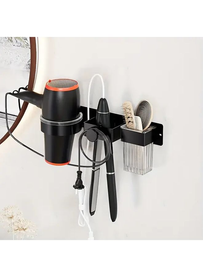 No Drill Hair Dryer Holder Wall Mount Heavy Duty Black Cast Iron Storage - Image 5