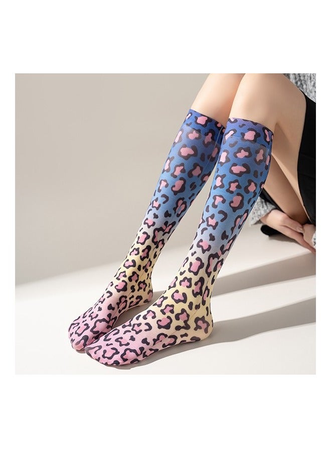 YANCI 4 pairs of leopard print women's mid-calf socks - Women's leopard print calf socks - thin and breathable leopard print long socks - mid-leg socks - Image 5