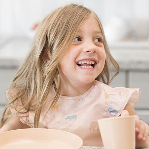 Tiny Twinkle Short Sleeve Apron Baby & Toddler Bib for Girls – Waterproof, Mess-Proof Bibs for Eating & Feeding, Machine Washable,Perfect Holiday Gift (Petite Safari, 6–24M) - Image 2