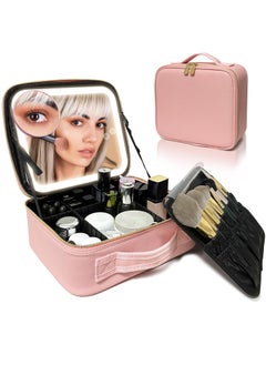 YUSONG YUSONG Travel Makeup Bag with Mirror of LED Lighted, Makeup Train Case with Adjustable Dividers, Makeup Case with Mirror and Detachable 10x Magnifying Mirror 