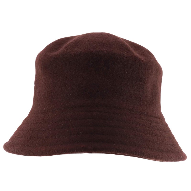 Armycrew Wool Winter Bucket Hat with Stitches on The Brim - Brown - Image 2