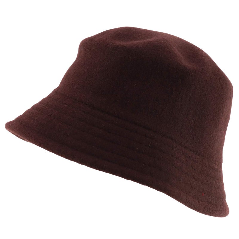 Armycrew Wool Winter Bucket Hat with Stitches on The Brim - Brown - Image 1