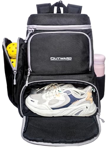 Outward Gear Pickleball Bag Deluxe Backpack Fits 4 Paddles and 10+ Balls - Shoe Compartment, Fence Hook, Storage Pockets, Adjustable Sling, Pickleball Accessories Equipment Bag - Image 1