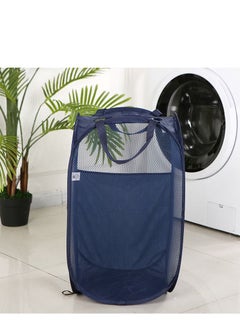 TYCOM Foldable Pop Up Net Laundry Basket - Storage Solution - Compact Bin - Mesh Collapsible Bag - Laundry Hamper - Collapsible Laundry Basket with Durable Handles & Side (Naive Blue)  - Image 4