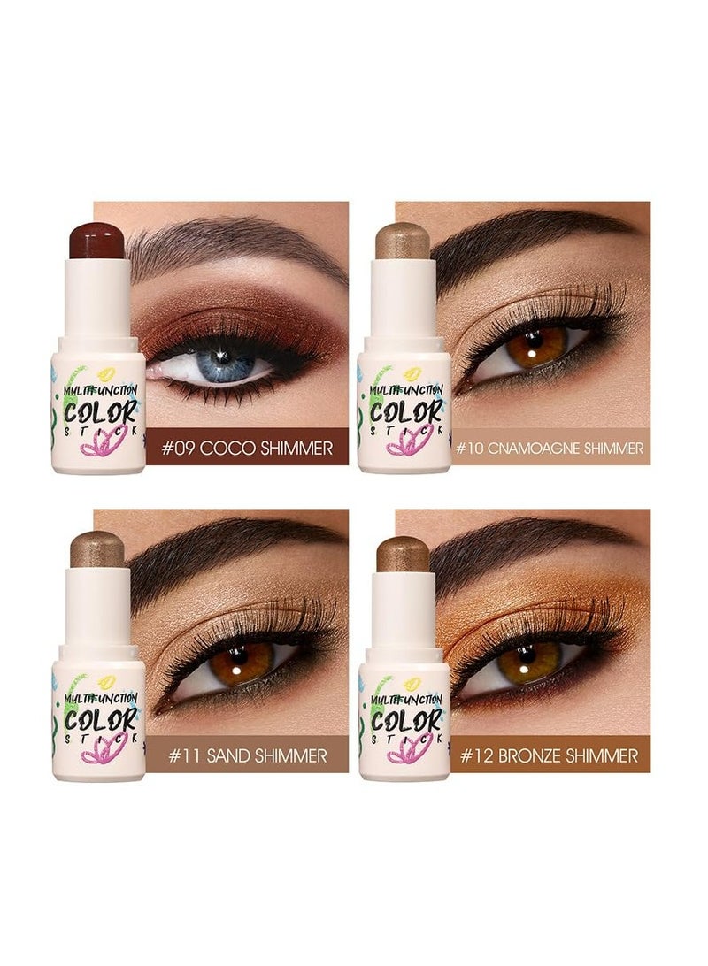 LANGMANNI قلم ظلال عيون بأربعة ألوان: يدوم طويلاً، مقاوم للتلطخ، قلم مكياج عيون غير لامع ولامع (تألق كناموجين #10) - Image 3