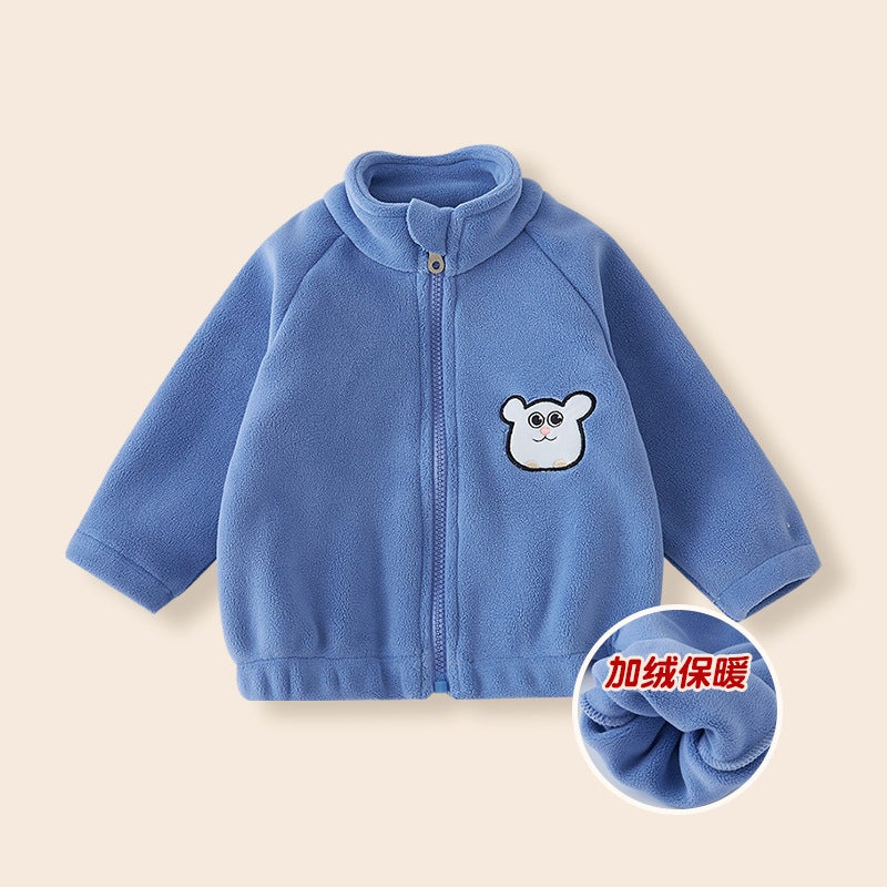 Baby Particles Velvet Coat Winter New High Collar Coat For Boys And Girls Winter Baby Clothes Thickened Winter - Image 1