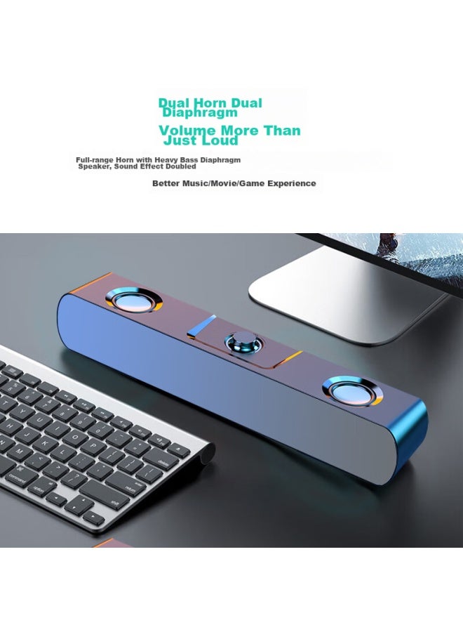 SOAIY Computer Speakers Sh16, Long Bar Speaker For Home Desktop, Subwoofer, Multimedia Desktop Laptop Usb Mini Small Steel Cannon, Standard White Version - Image 4