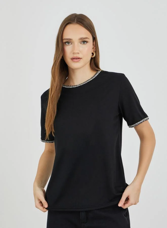 Take Two Take Two Embellished Short Sleeve Regular Fit T-Shirt