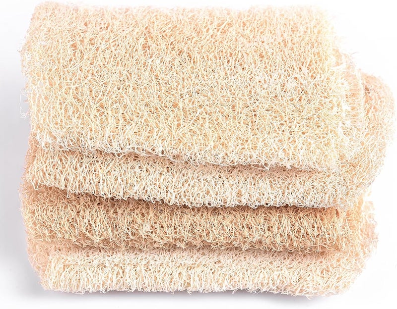 KADS Natural Loofah Sponge Unbleached 4 Pcs Luffa in Bulk Eco Friendly Deep Clean Exfoliating Bath Scrubber for Adults Men and Women Shower and Body Skin Care 12cm Length - Image 2