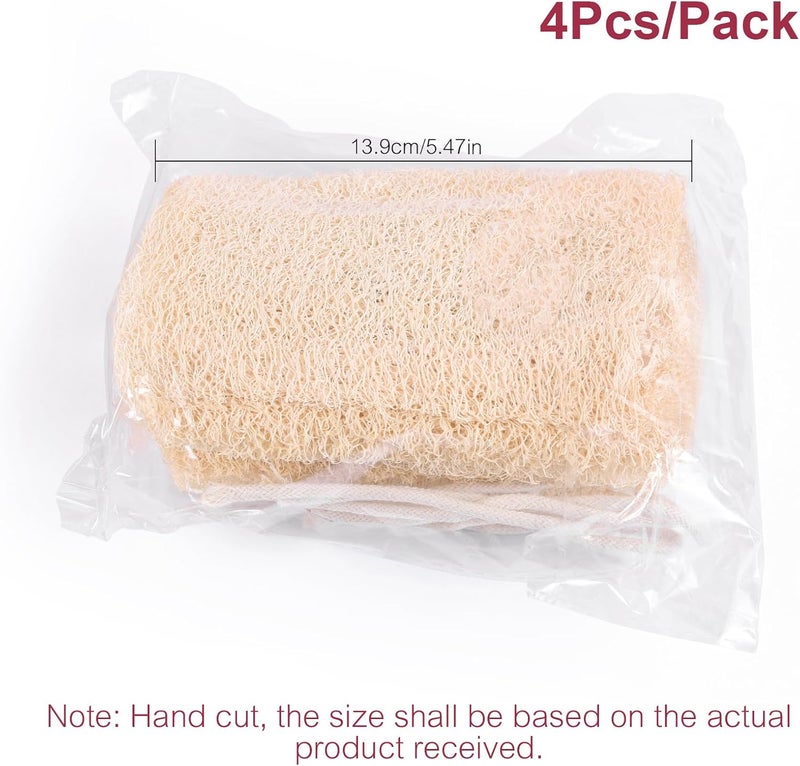 KADS Natural Loofah Sponge Unbleached 4 Pcs Luffa in Bulk Eco Friendly Deep Clean Exfoliating Bath Scrubber for Adults Men and Women Shower and Body Skin Care 12cm Length - Image 5