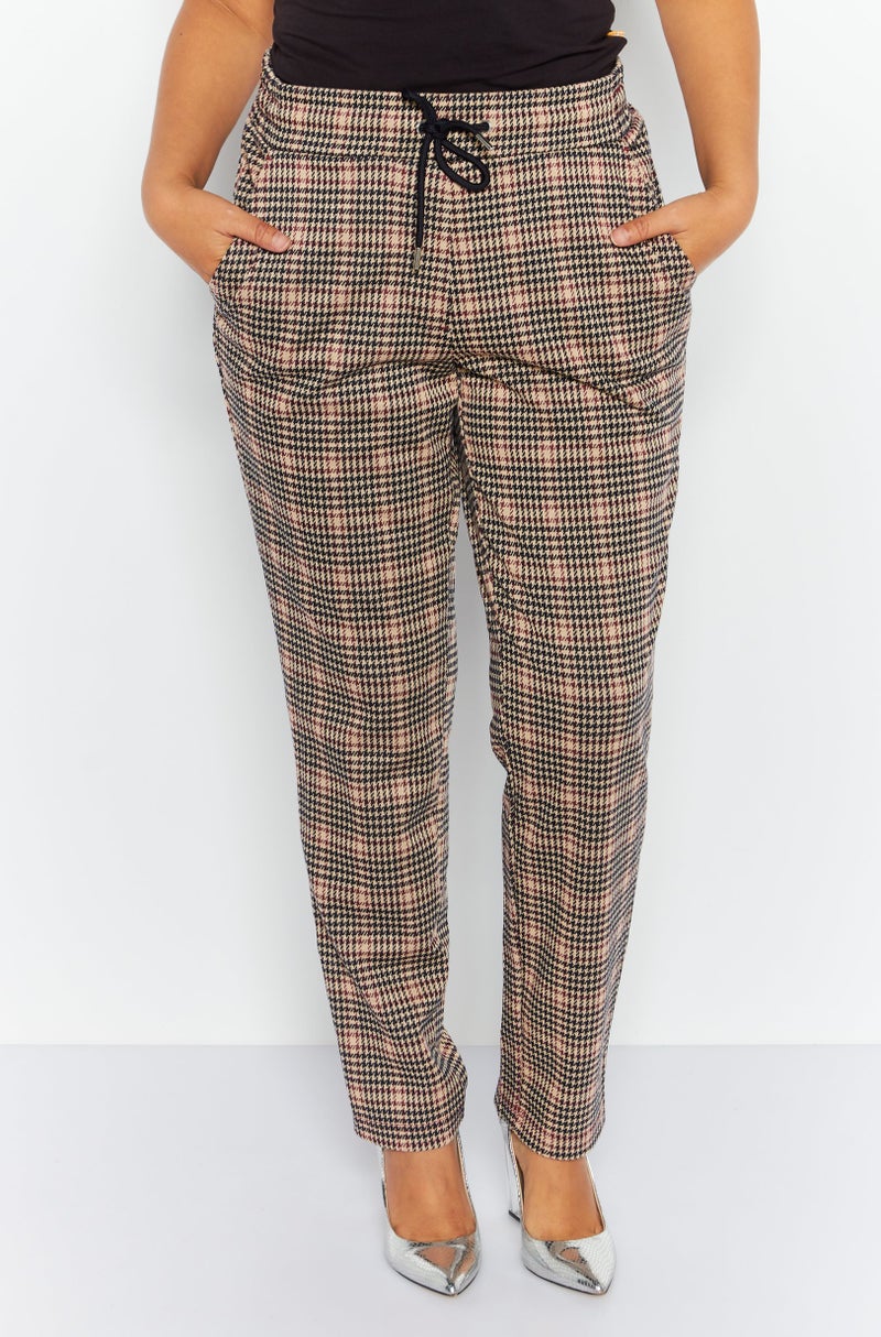 Tchibo Women Textured Straight Leg Pants, Beige  - Image 1