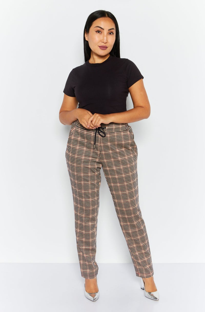 Tchibo Women Textured Straight Leg Pants, Beige  - Image 2