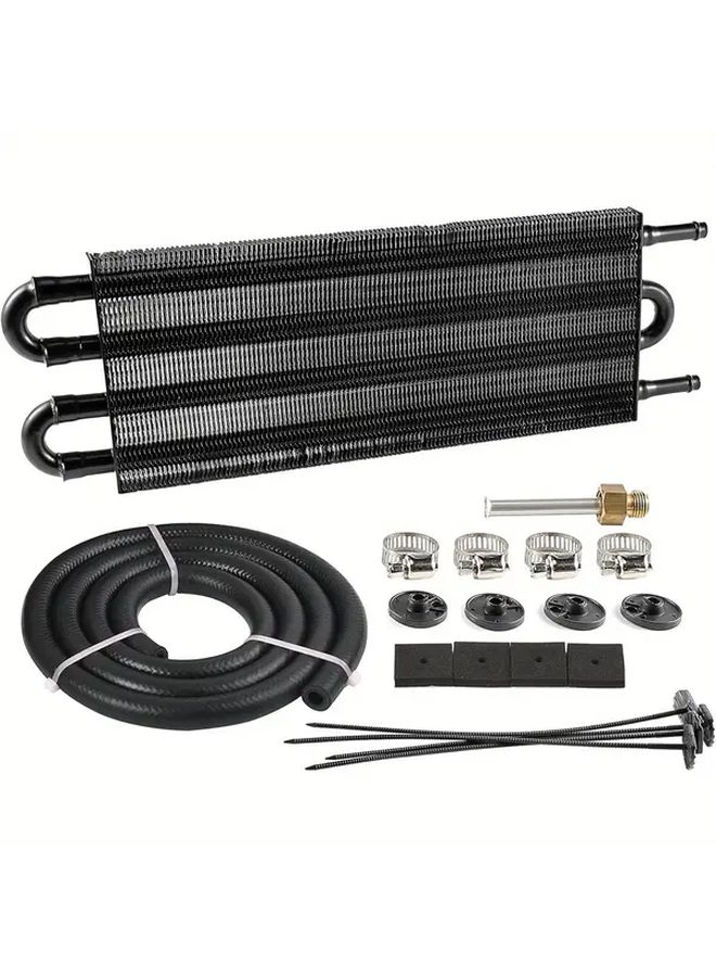 Universal 5 16 Inch Oil Cooler Kit 4 Pass Ultra Cool Transmission Cooler Black - Image 1