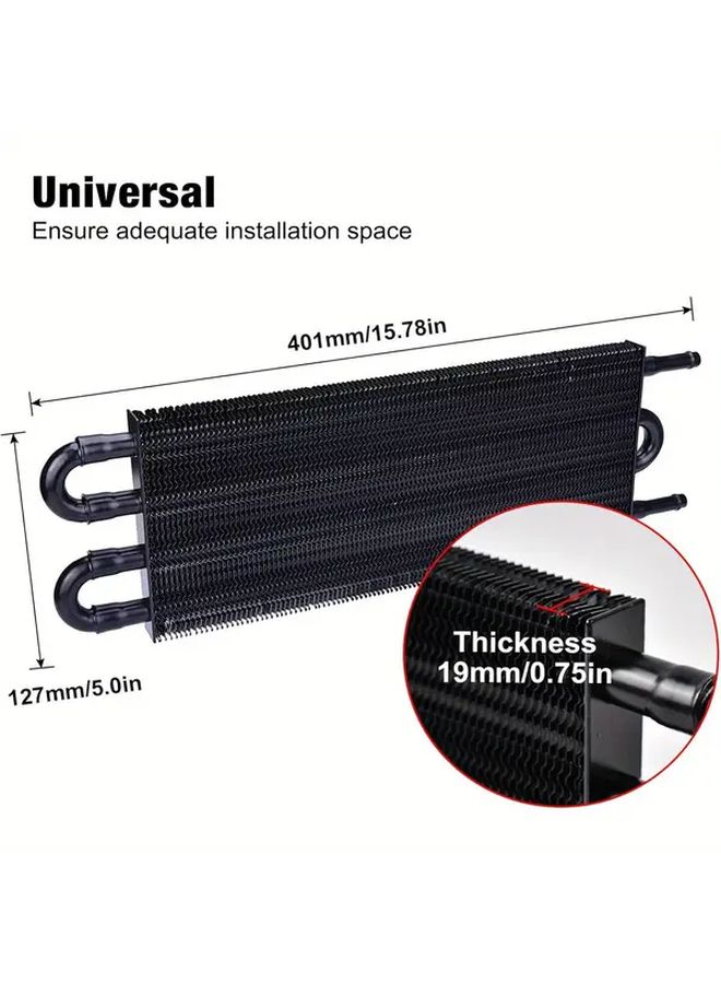 Universal 5 16 Inch Oil Cooler Kit 4 Pass Ultra Cool Transmission Cooler Black - Image 2
