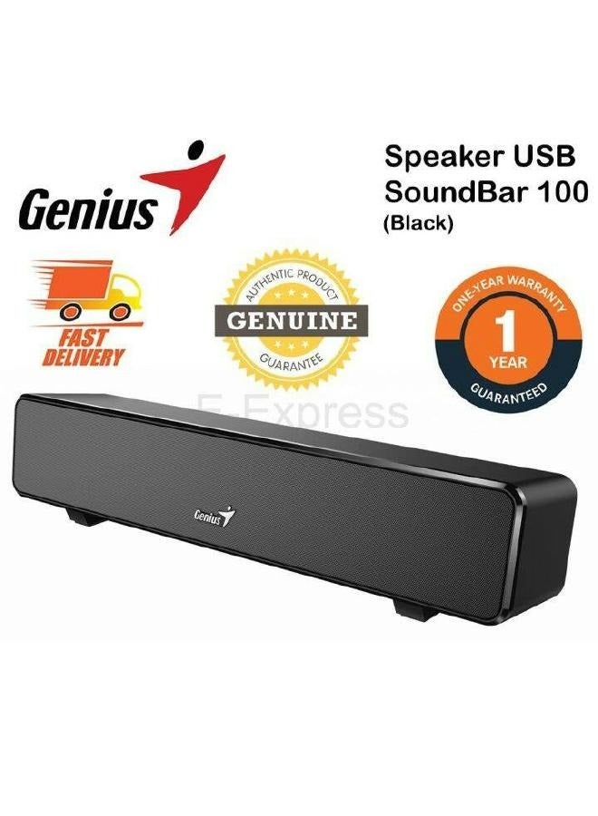 جينيس سماعة GENIUS USB SOUNDBAR 100 باللون الأسود توفر صوتًا واضحًا وقويًا مع تصميم أنيق ومضغوط سهلة الاتصال عبر USB مثالية لتحسين تجربة الصوت على الكمبيوتر أو اللابتوب 31730024400 - Image 1