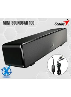 جينيس سماعة GENIUS USB SOUNDBAR 100 باللون الأسود توفر صوتًا واضحًا وقويًا مع تصميم أنيق ومضغوط سهلة الاتصال عبر USB مثالية لتحسين تجربة الصوت على الكمبيوتر أو اللابتوب 31730024400  - Image 2