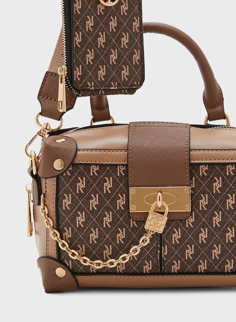 RIVER ISLAND Mgram Trunk Crossbody