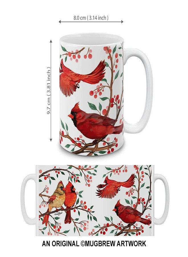MUGBREW Red Cardinal Birds Ceramic Coffee Mug Tea Cup, 11 OZ - Image 4