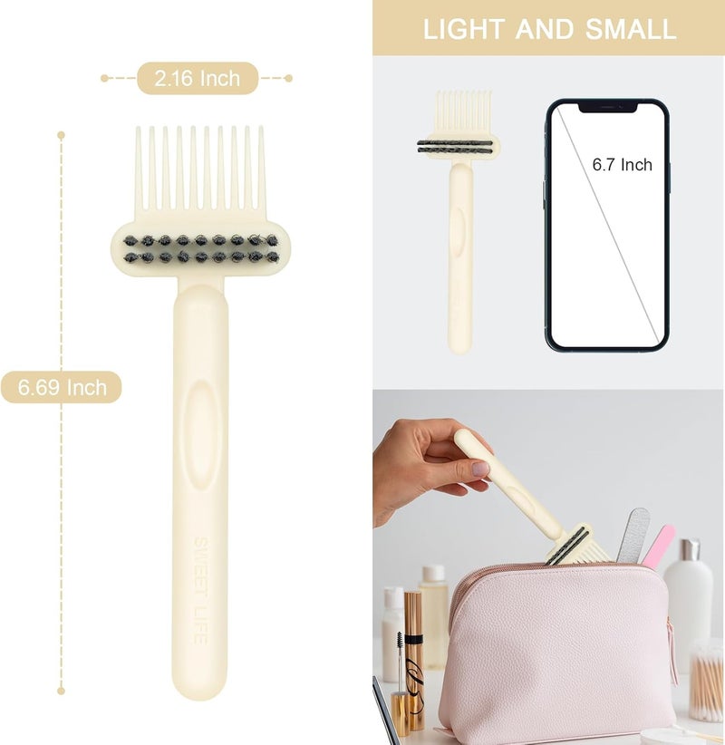 RHOS 2-in-1 Hair Brush Cleaner Tool, Comb Cleaner for Removing Hair and Dust, Ideal for Home, Salon Use (1 Pack - Beige) - Image 3