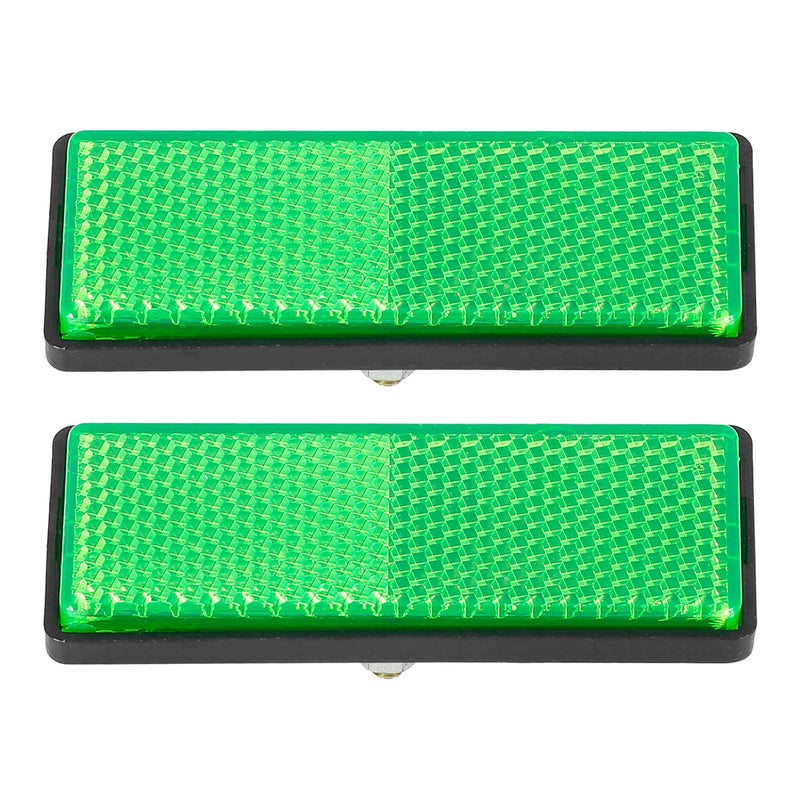 F FIERCE CYCLE Pair 5mm6mm Green Rectangle Universal Screw Mount Reflective Warning Reflector for Motorcycle Bike