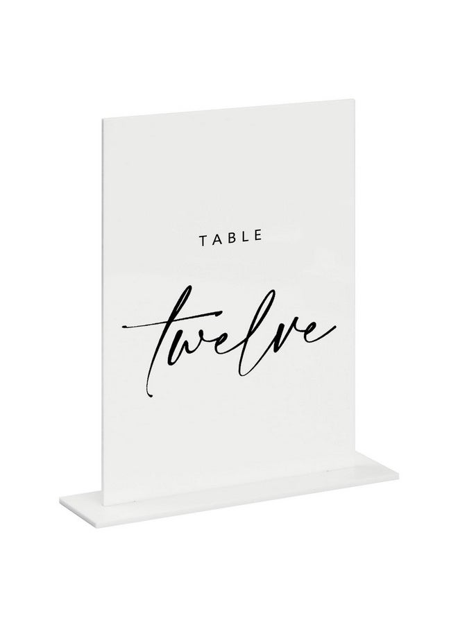 JINMURY JINMURY 5x7 Inch White Acrylic Blank Sign with Stand | 10 Pack Blank White Acrylic Table Signs and Base for DIY Wedding Table Numbers, Wedding Signage, Events& Parties  - Image 1