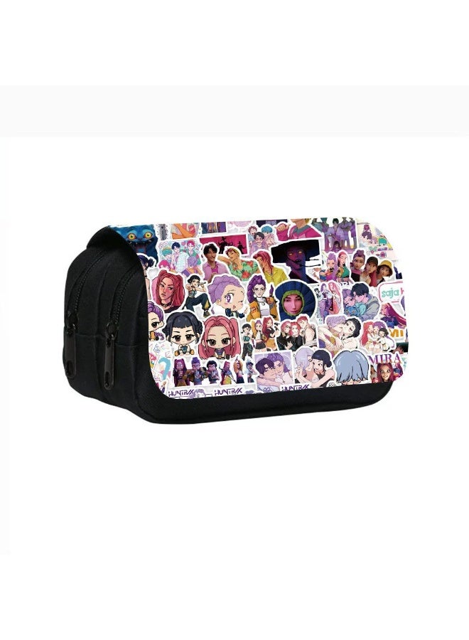 general Kpop Demon Hunters Printed Double Layer Pencil Case Student Pencil Stationery Bag meets daily stationery storage needs - Image 1