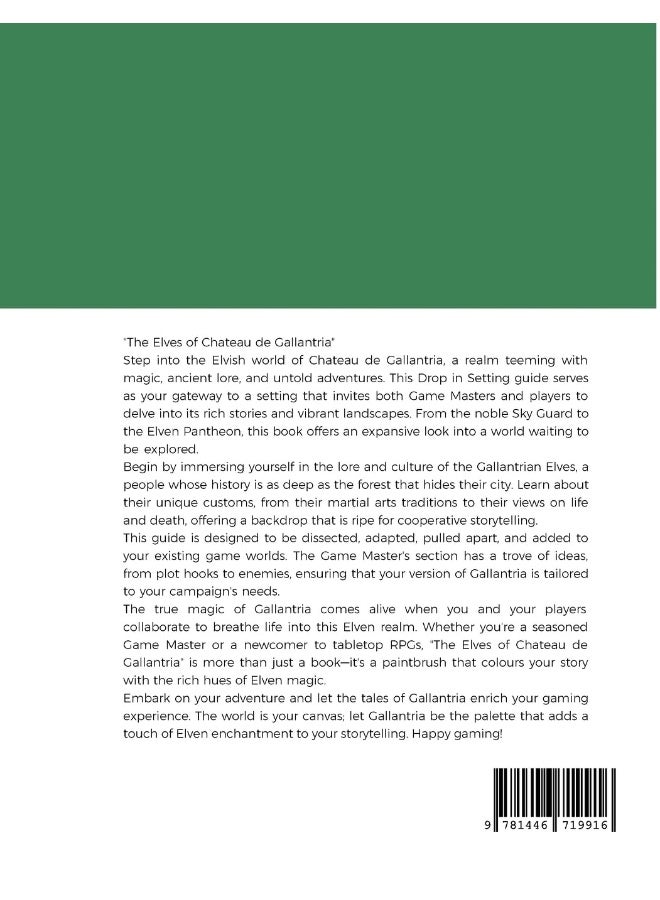 The Elves of Chateau de Gallantria: A drop in setting based on Elves for your Tabletop RPGs - Image 2