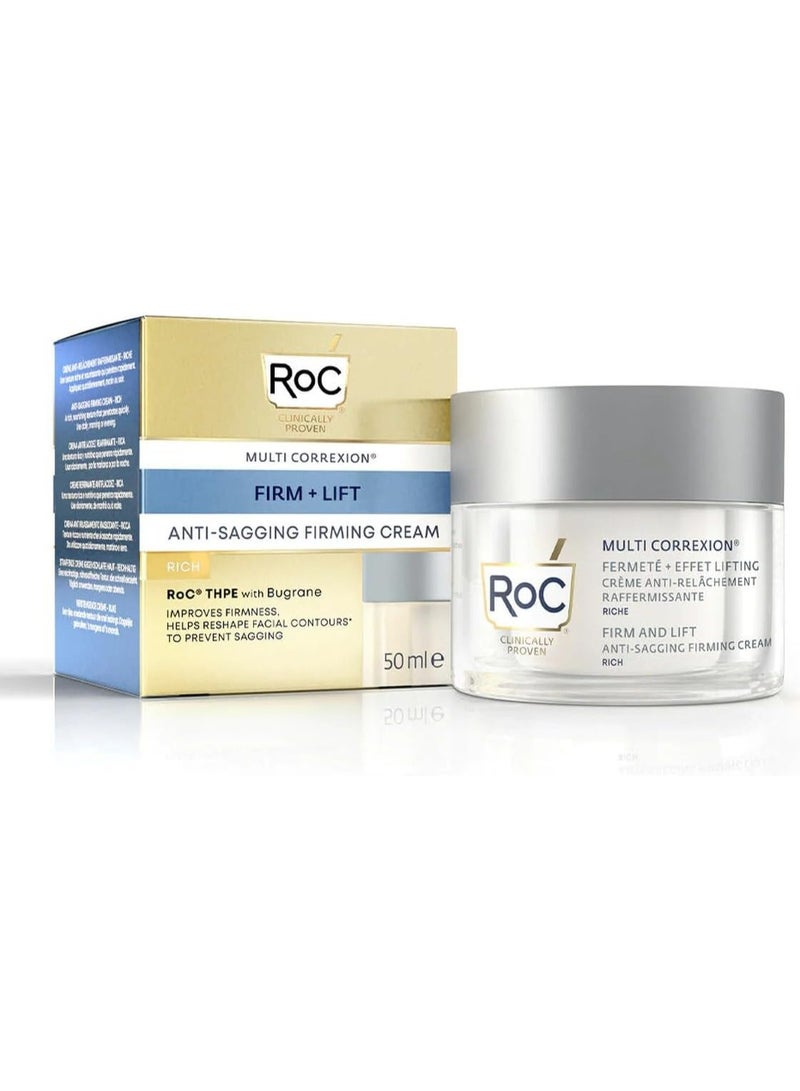 RoC Multi Correxion Anti Sagging Firm Lift Face Cream Prevent Facial Sagging with Hyaluronic Acid Anti Aging Cosmetic Lifting Effect 50 ml - Image 1