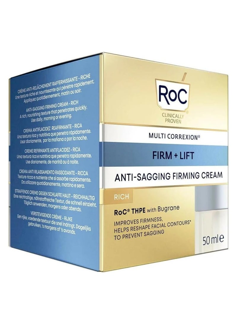 RoC Multi Correxion Anti Sagging Firm Lift Face Cream Prevent Facial Sagging with Hyaluronic Acid Anti Aging Cosmetic Lifting Effect 50 ml - Image 2