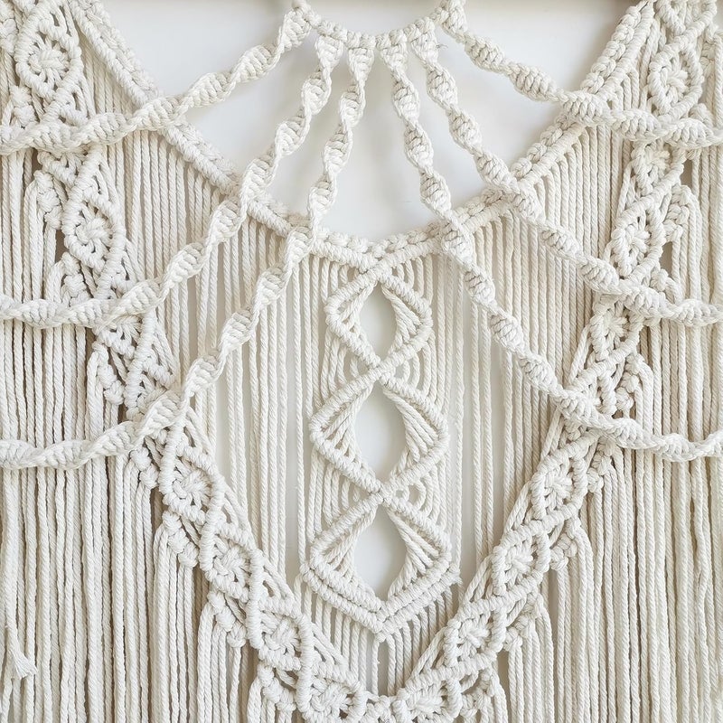 Achart Macrame Wall Hanging Large- Boho Wall Decor- large wall art- Wall Decor Living Room- Macrame Tapestry Boho Decor for Bedroom (Beige-Fringe) - Image 5