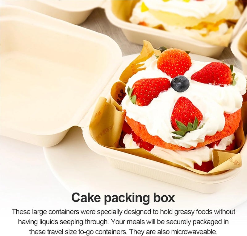 Sandwich Containers 50PCS Eco-Friendly Take Out Boxes - Biodegradable Lidded, Cake Burger Lunch(Brown) - Image 4