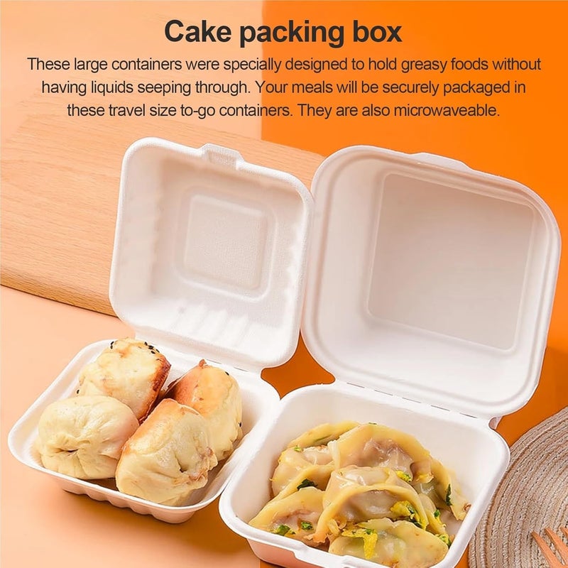 Sandwich Containers 50PCS Eco-Friendly Take Out Boxes - Biodegradable Lidded, Cake Burger Lunch(Brown) - Image 5