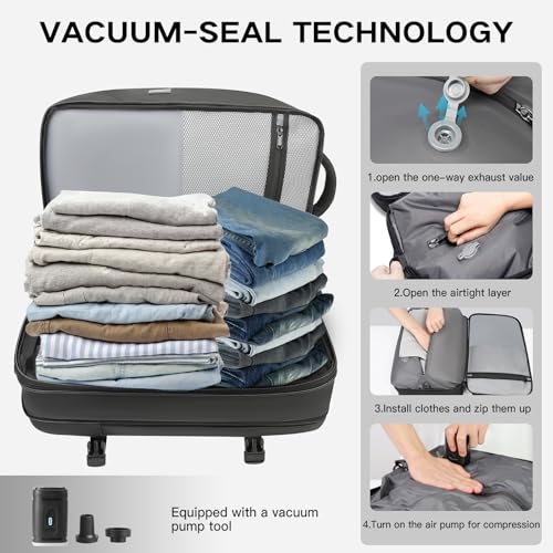 TANGCORLE Vacuum Seal Travel Backpack, Expandable Vacpack Backpack with Vaccum Compression System, Black, Black(Vacuum backpack with pump 50L), Casual - Image 3