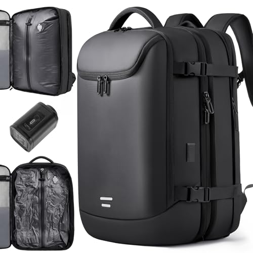 TANGCORLE Vacuum Seal Travel Backpack, Expandable Vacpack Backpack with Vaccum Compression System, Black, Black(Vacuum backpack with pump 50L), Casual - Image 1