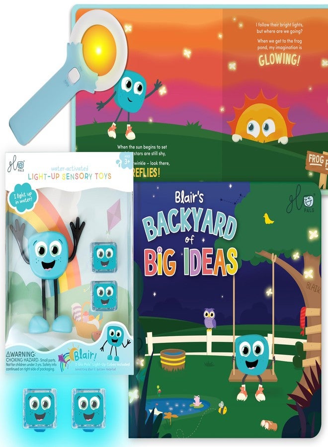 Glo Pals Blair Bath & Bedtime Bundle - Light Up Bath Toy with 1 Interactive Book, 2 Light Cubes & 1 Magic Magnifier - Toddler Bath Toys Set with Storybook Character - Educational Kids Bath Time Fun - Image 1