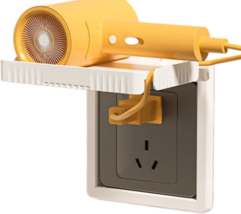 Wall Socket Bracket – Self-Adhesive Shelf, for Phone or Charger, No Drill, Plastic, White, 1 Piece