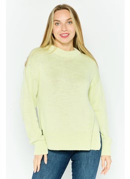 HUGO by Hugo Boss Women High Neck Textured Sweater, Lime Green  - Image 1