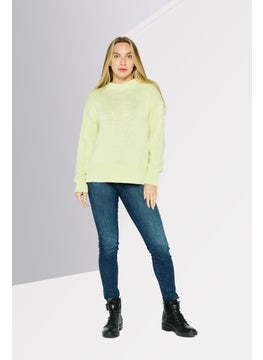 HUGO by Hugo Boss Women High Neck Textured Sweater, Lime Green  - Image 2