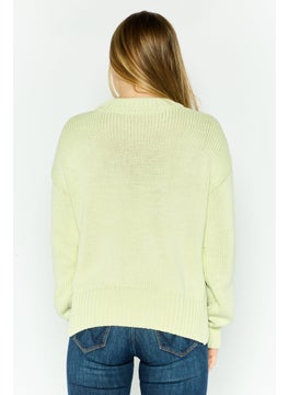 HUGO by Hugo Boss Women High Neck Textured Sweater, Lime Green  - Image 4