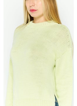 HUGO by Hugo Boss Women High Neck Textured Sweater, Lime Green  - Image 3