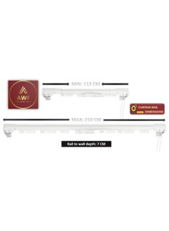 AL WADI FURNITURE Heavy Duty Ultra Corded Single Adjustable Extendable Traverse Curtain Rail Curtain Track with Curtain Hanging Pinch Pleat 4 Prongs Hooks, 112 – 210 cm, WHITE  - Image 2