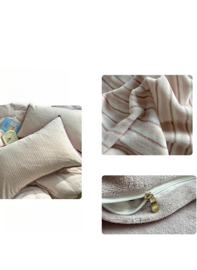 Fitted Sheet Style — ﻿ Carved Velvet Cloth Embroidered Wide Edge Milk Velvet Four Piece Bedding Set - Image 3