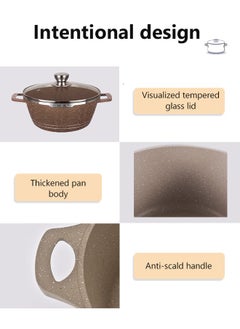 HK 23-piece Kitchen Cookware Set, Casserole Set And Frying Pan, With Non-stick Cookware Set, Glass Lid, Pfoa-free 16cm Mmilk Pan + 20-24-28cm Casserole + 28cm Wok + 32cm Double-sided Frying Pan + 10 Kichen Item(Brown）  - Image 5