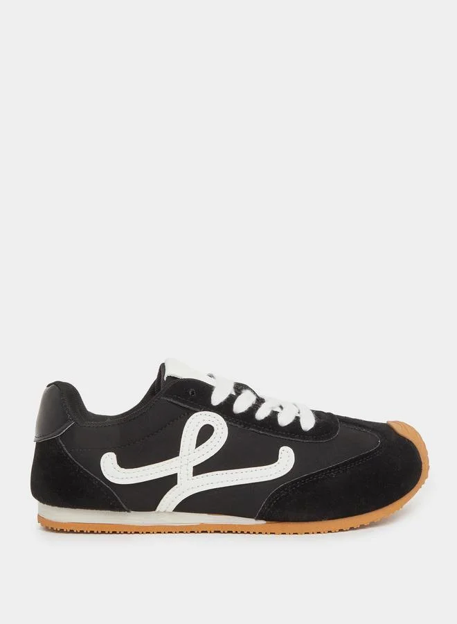 Styli Styli Suede Look Logo Detail Lace Up Sneakers
