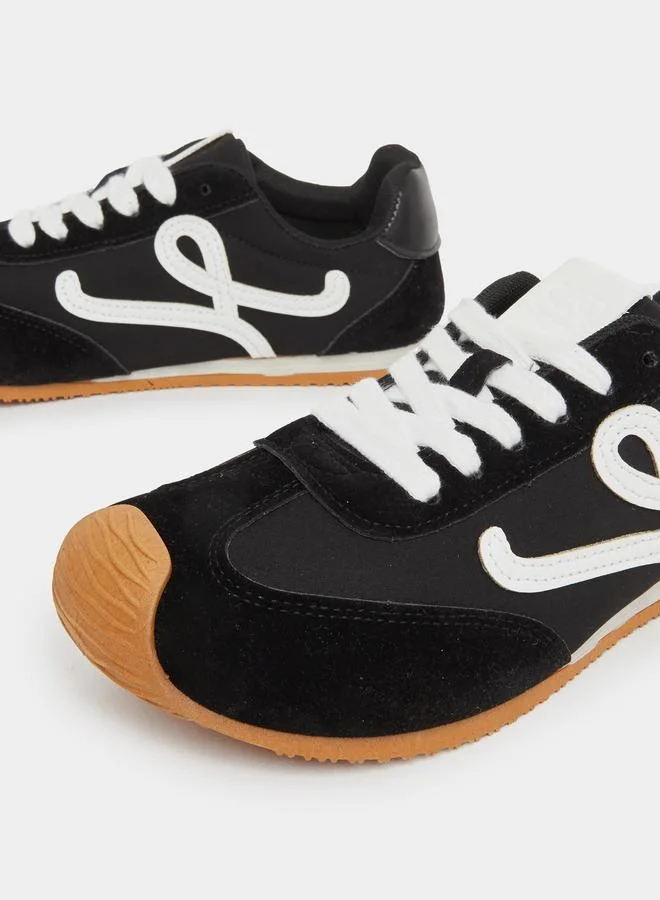 Styli Suede Look Logo Detail Lace Up Sneakers