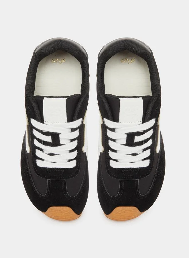 Styli Suede Look Logo Detail Lace Up Sneakers
